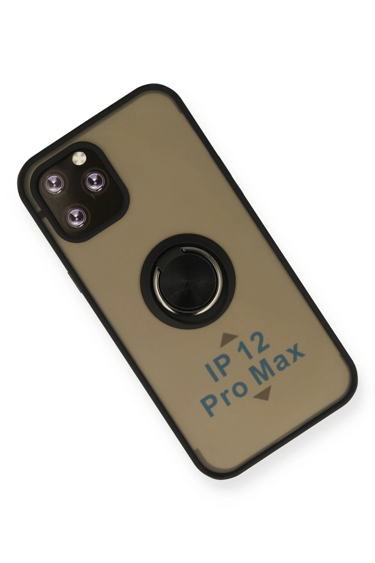 Newface iPhone 12 Pro Kılıf Montreal Yüzüklü Silikon Kapak - Siyah