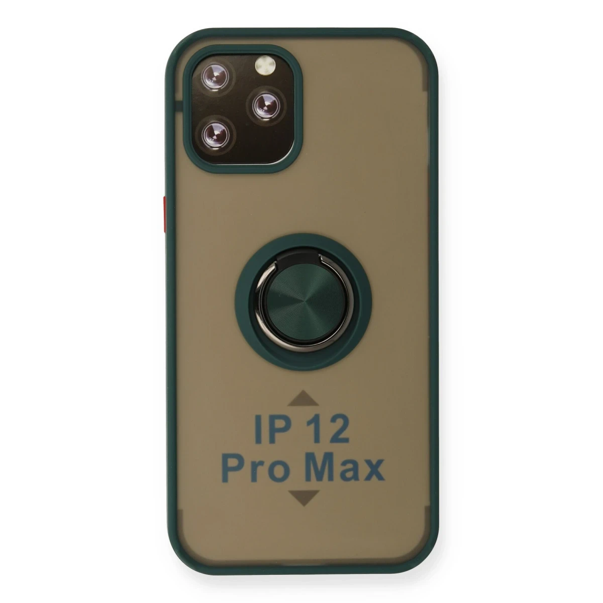 Newface Apple iPhone 12 Pro Kılıf Montreal Yüzüklü Silikon Kapak - Yeşil