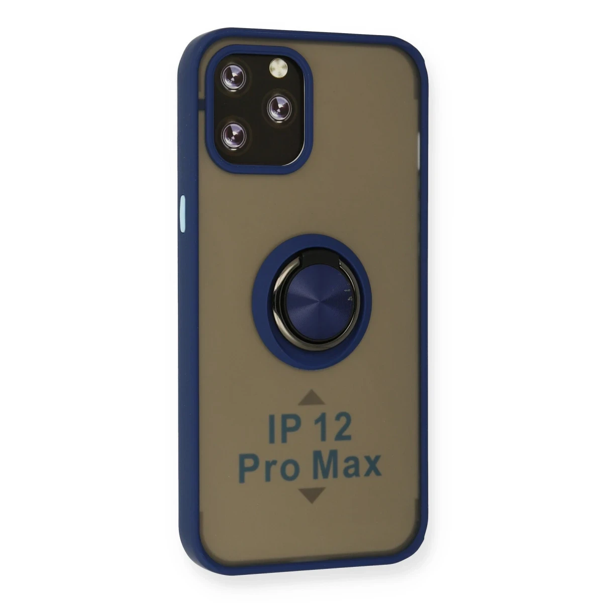 Apple iPhone 12 Pro Max Kılıf Montreal Yüzüklü Silikon Kapak - Lacivert