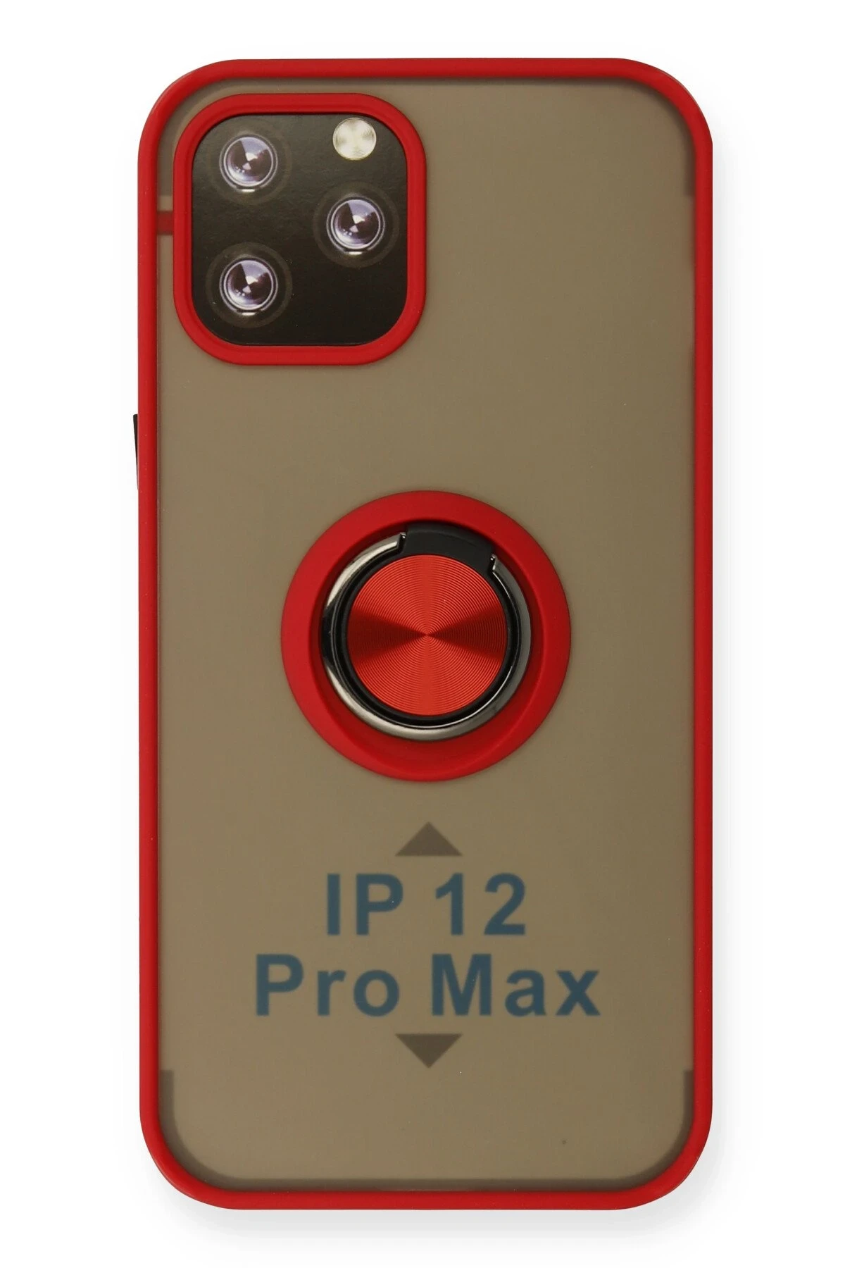 Newface iPhone 12 Pro Max Kılıf Montreal Yüzüklü Silikon Kapak - Kırmızı