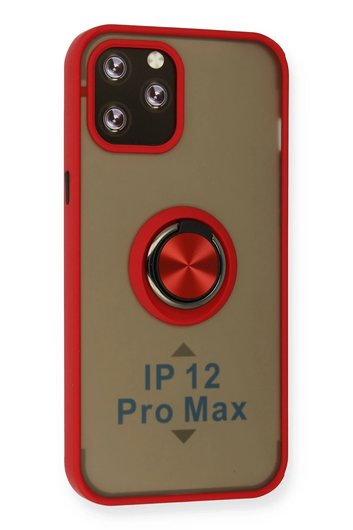 Newface iPhone 12 Pro Max Kılıf Montreal Yüzüklü Silikon Kapak - Kırmızı