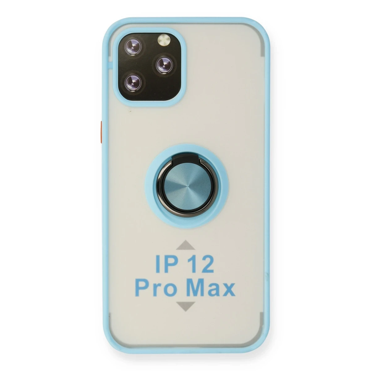 Newface Apple iPhone 12 Pro Max Kılıf Montreal Yüzüklü Silikon Kapak - Buz Mavi