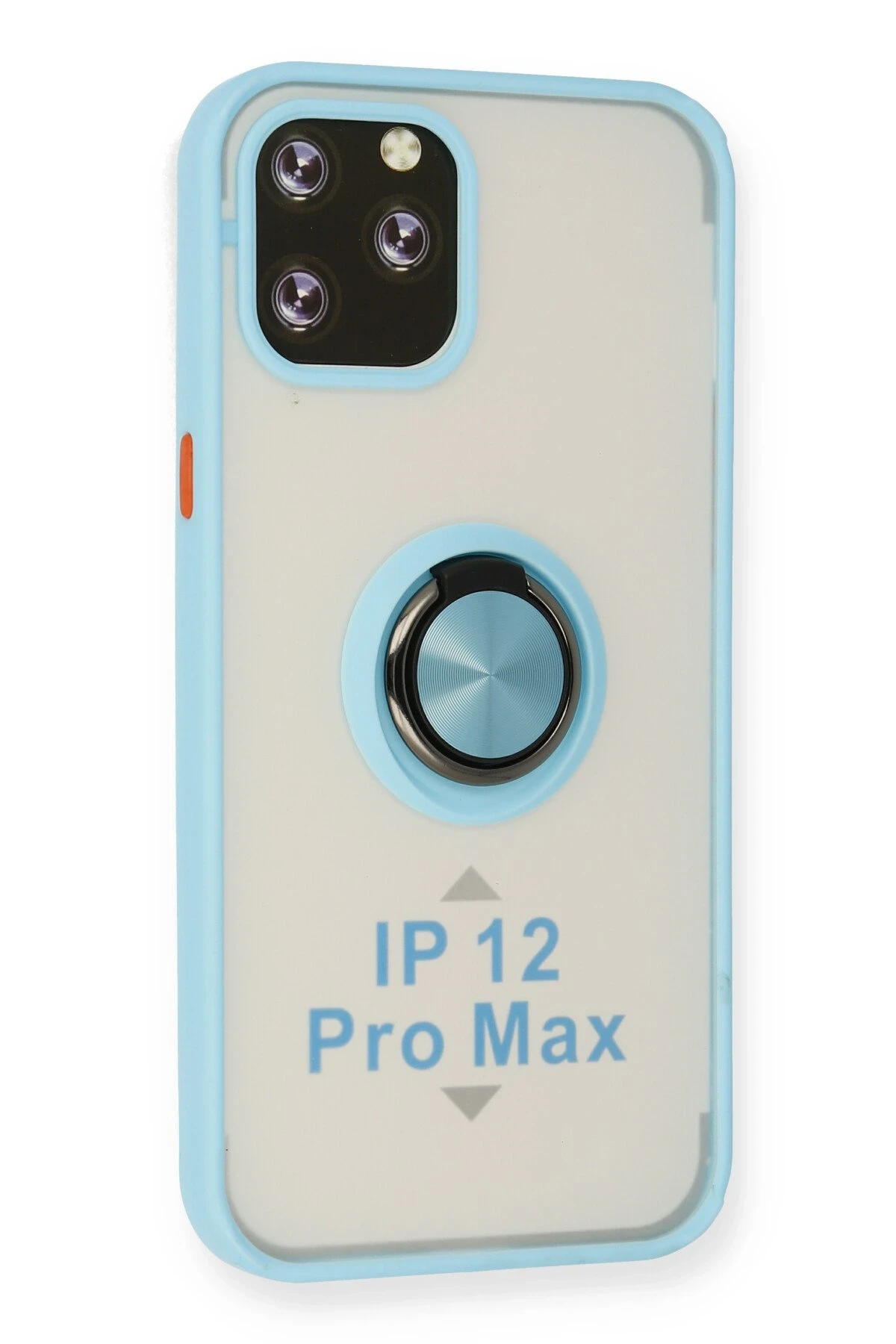 Newface iPhone 12 Pro Max Kılıf Montreal Yüzüklü Silikon Kapak - Buz Mavi