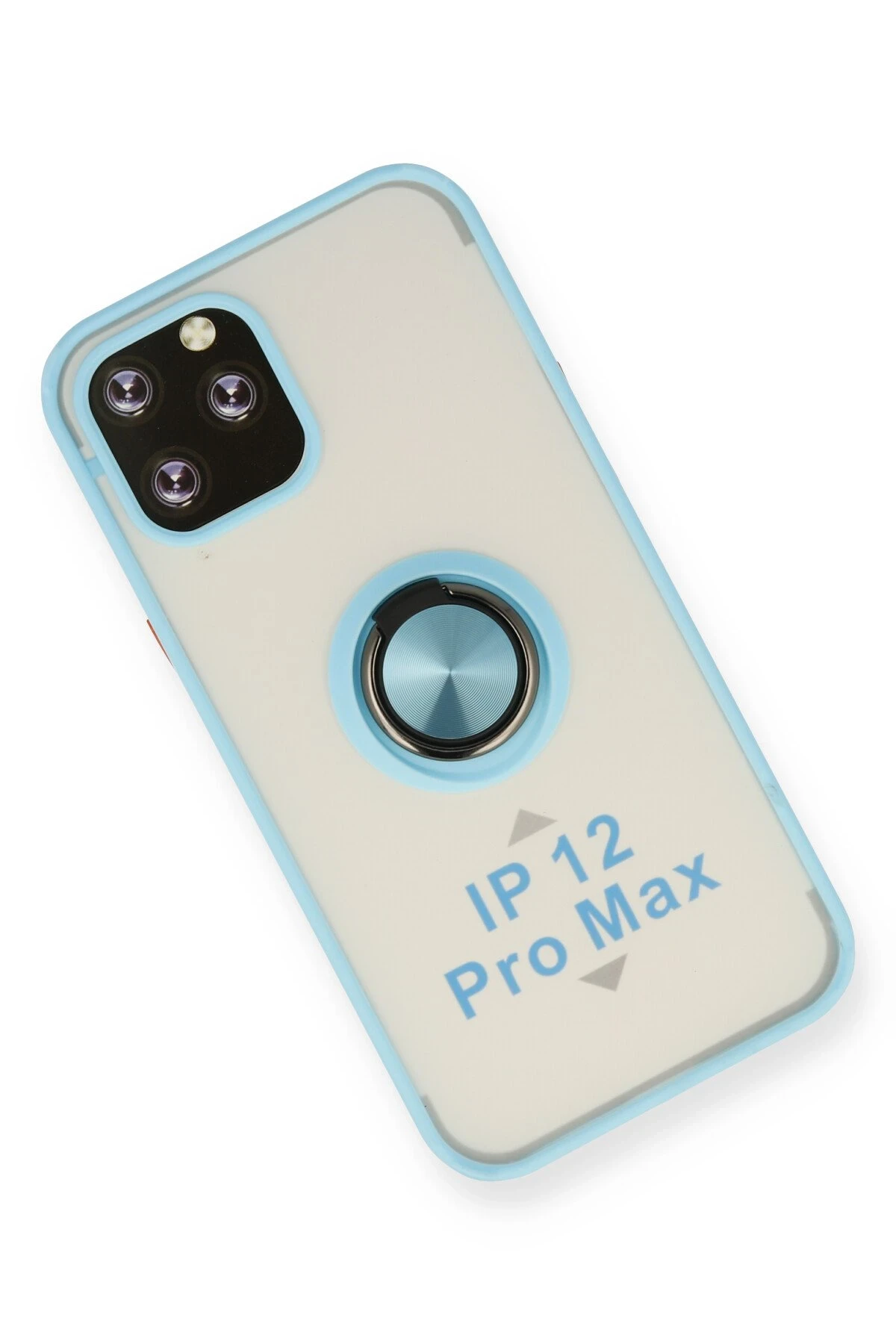 Newface iPhone 12 Pro Max Kılıf Montreal Yüzüklü Silikon Kapak - Buz Mavi