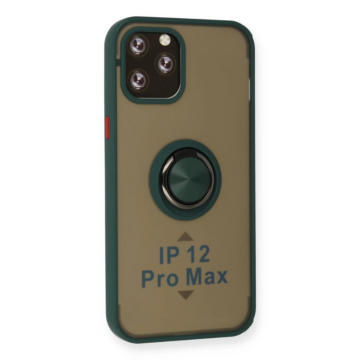 Apple iPhone 12 Pro Max Kılıf Montreal Yüzüklü Silikon Kapak - Yeşil