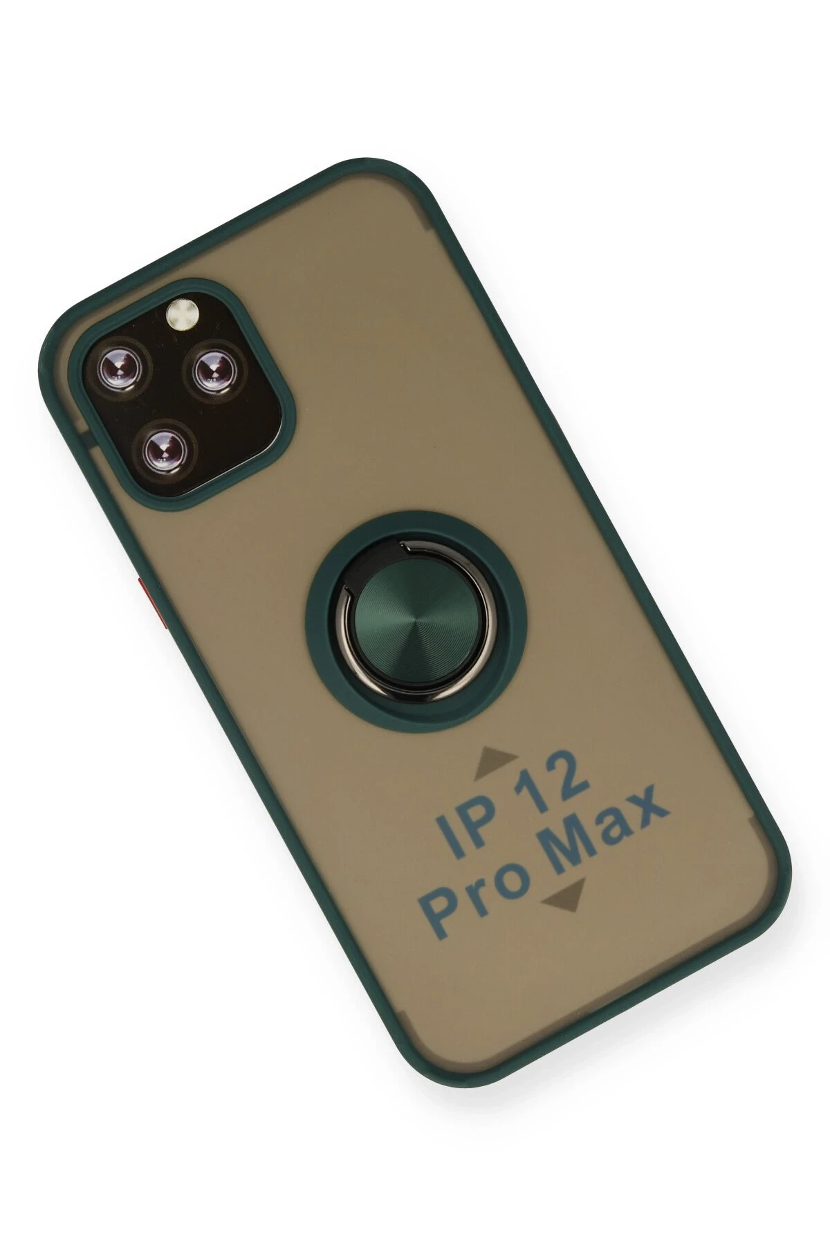 Newface iPhone 12 Pro Max Kılıf Montreal Yüzüklü Silikon Kapak - Yeşil