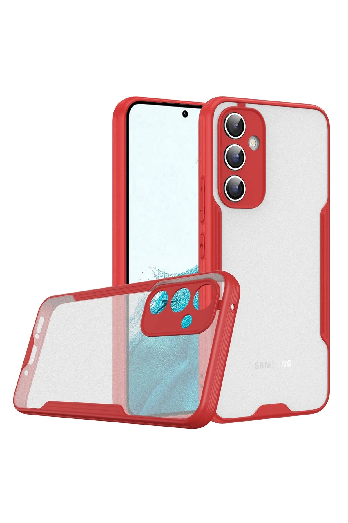 Newface Samsung Galaxy A24 4G Kılıf Platin Silikon - Kırmızı