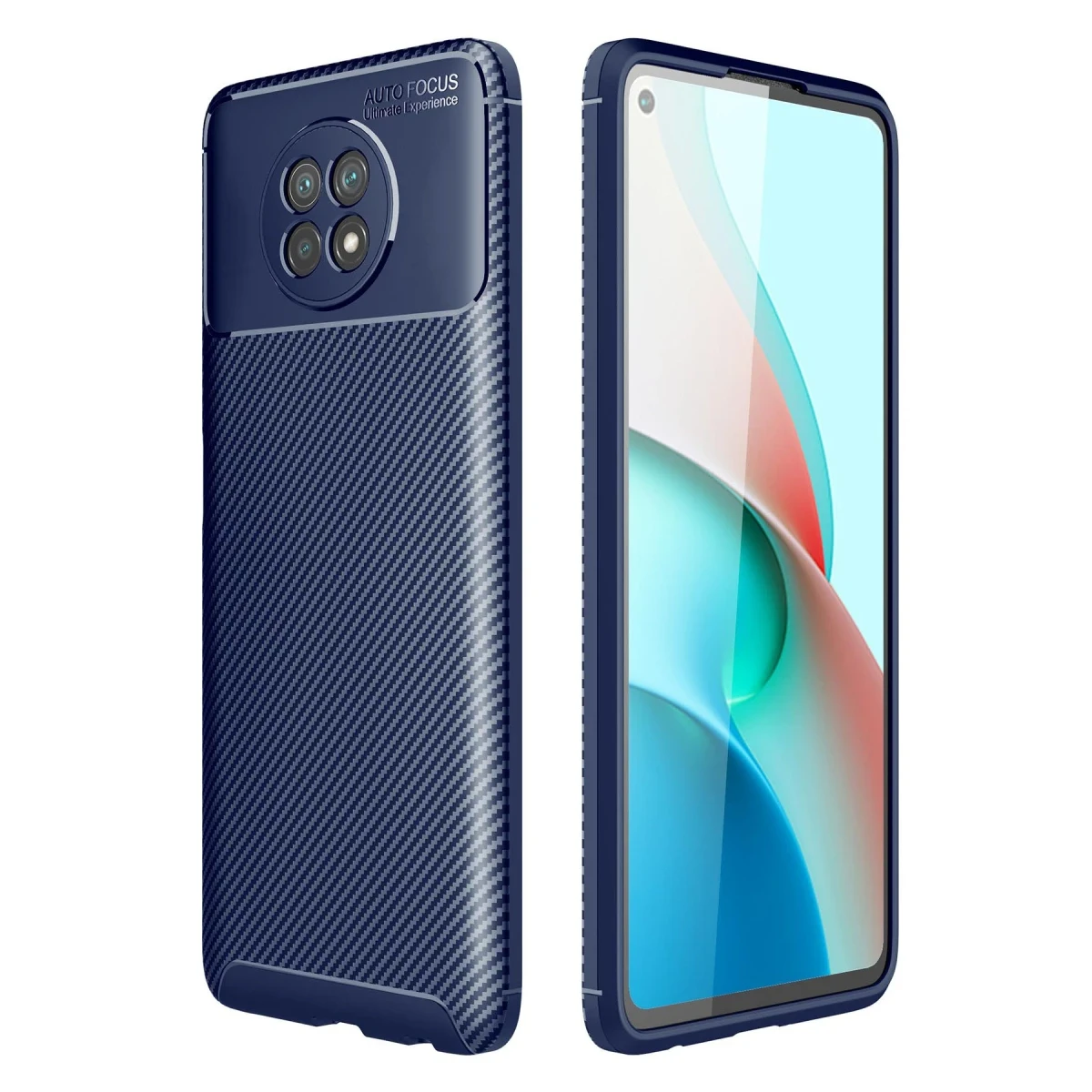 Newface Xiaomi Redmi Note 9 5G Kılıf Auto Focus Karbon Kapak - Lacivert