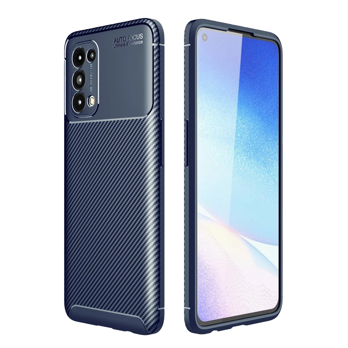 Newface Oppo Reno 5 Kılıf Auto Focus Karbon Kapak - Lacivert