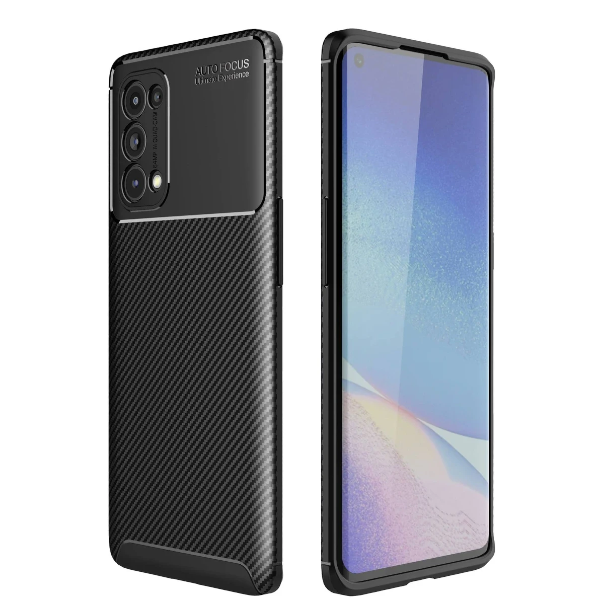 Newface Oppo Reno 5 Pro Kılıf Auto Focus Karbon Kapak - Siyah