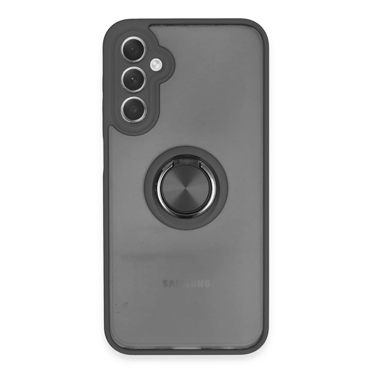 Newface Samsung Galaxy A24 4G Kılıf Montreal Yüzüklü Silikon Kapak - Siyah