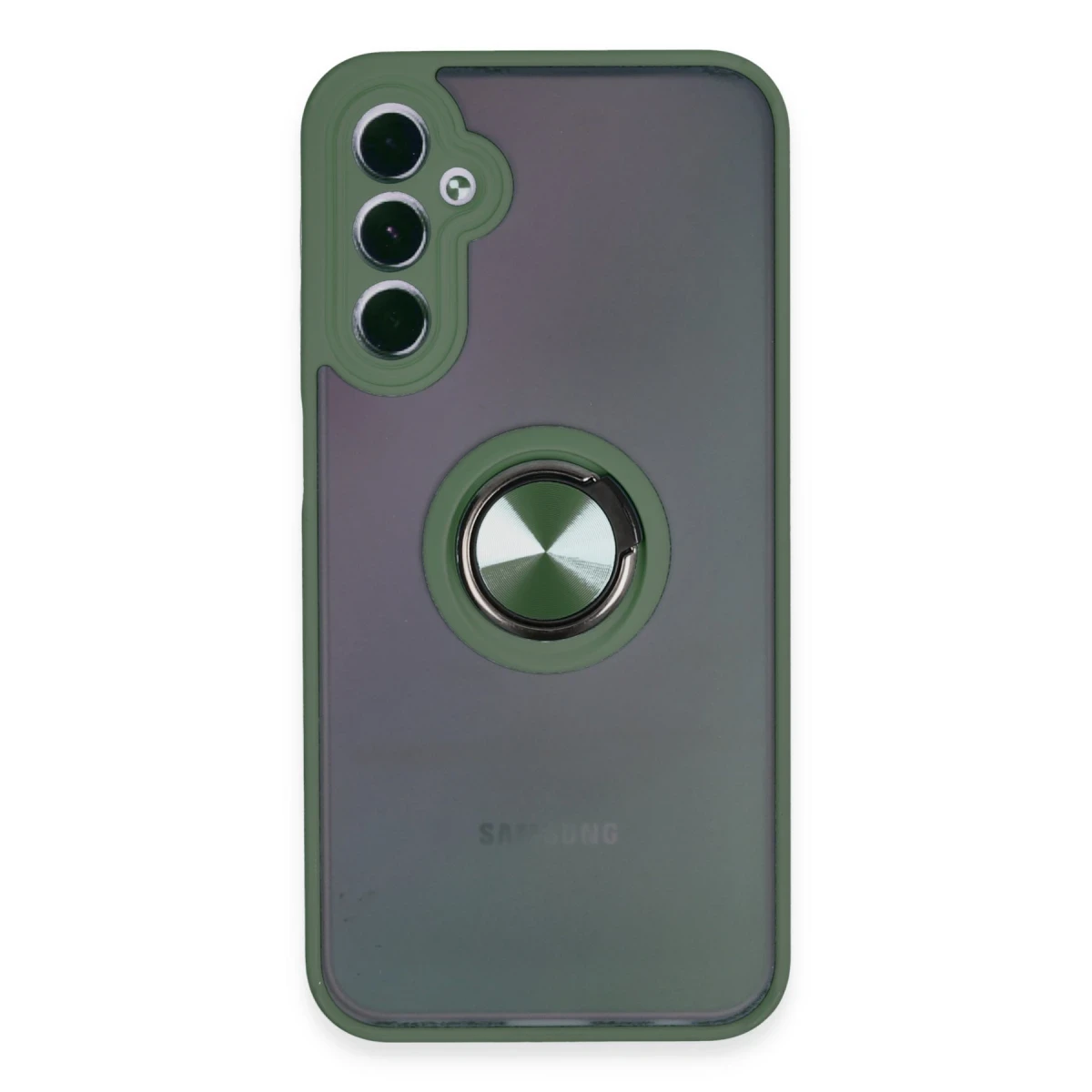 Newface Samsung Galaxy A24 4G Kılıf Montreal Yüzüklü Silikon Kapak - Yeşil