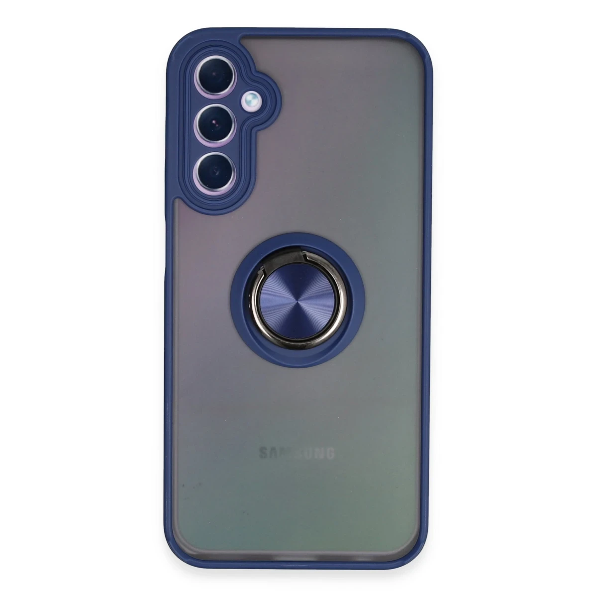 Newface Samsung Galaxy A24 4G Kılıf Montreal Yüzüklü Silikon Kapak - Lacivert