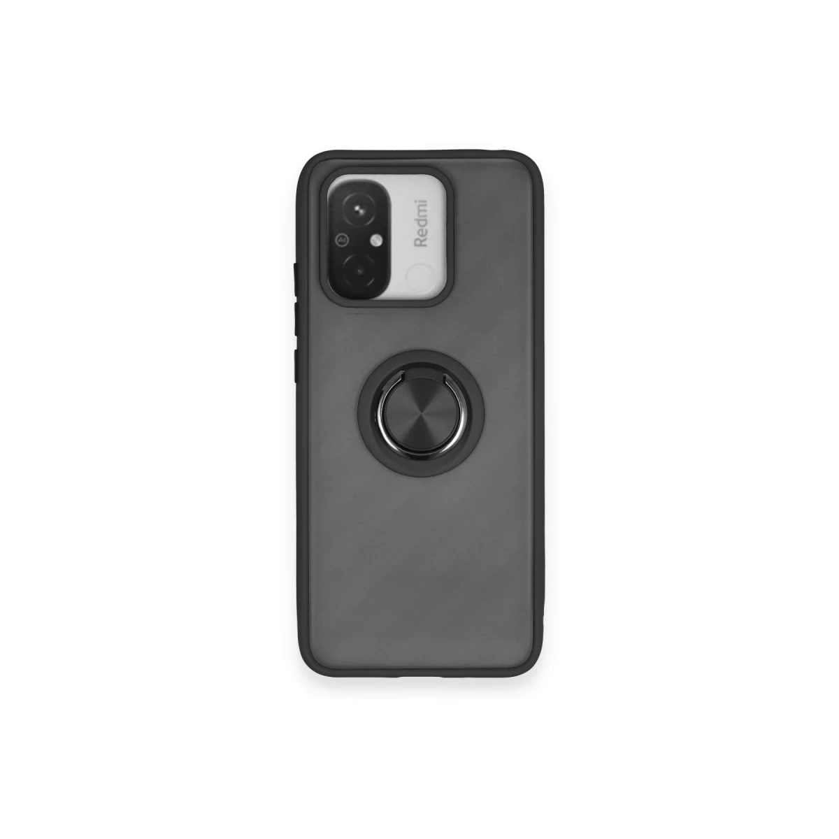 Newface Xiaomi Redmi 12C Kılıf Montreal Yüzüklü Silikon Kapak - Siyah
