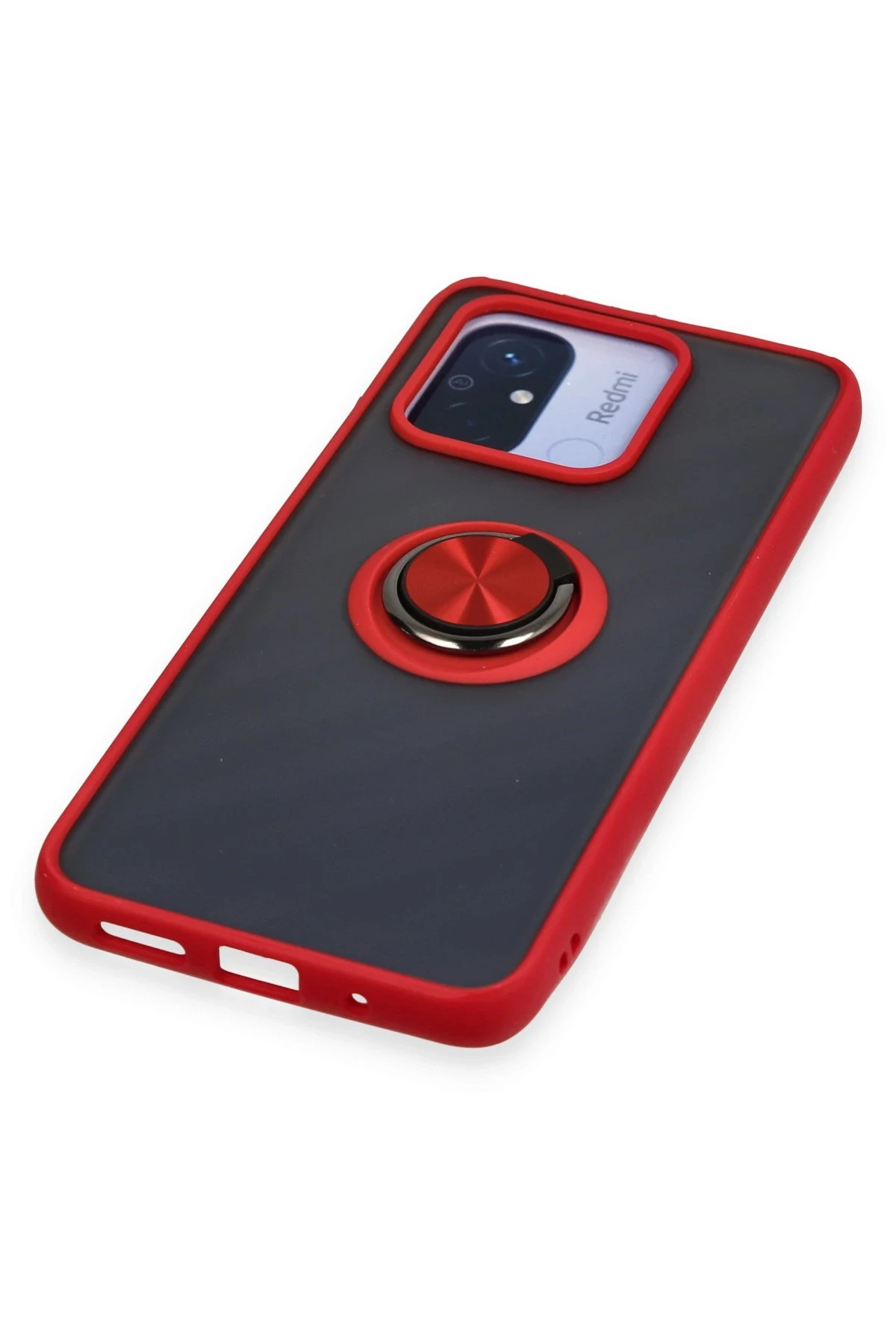 Newface Xiaomi Redmi 12C Kılıf Montreal Yüzüklü Silikon Kapak - Kırmızı