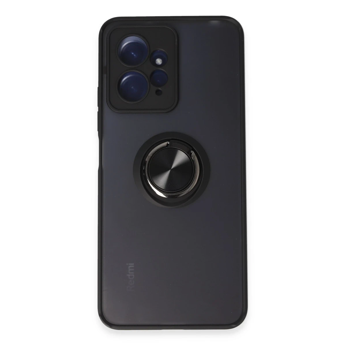 Newface Xiaomi Redmi Note 12 4G Kılıf Montreal Yüzüklü Silikon Kapak - Siyah