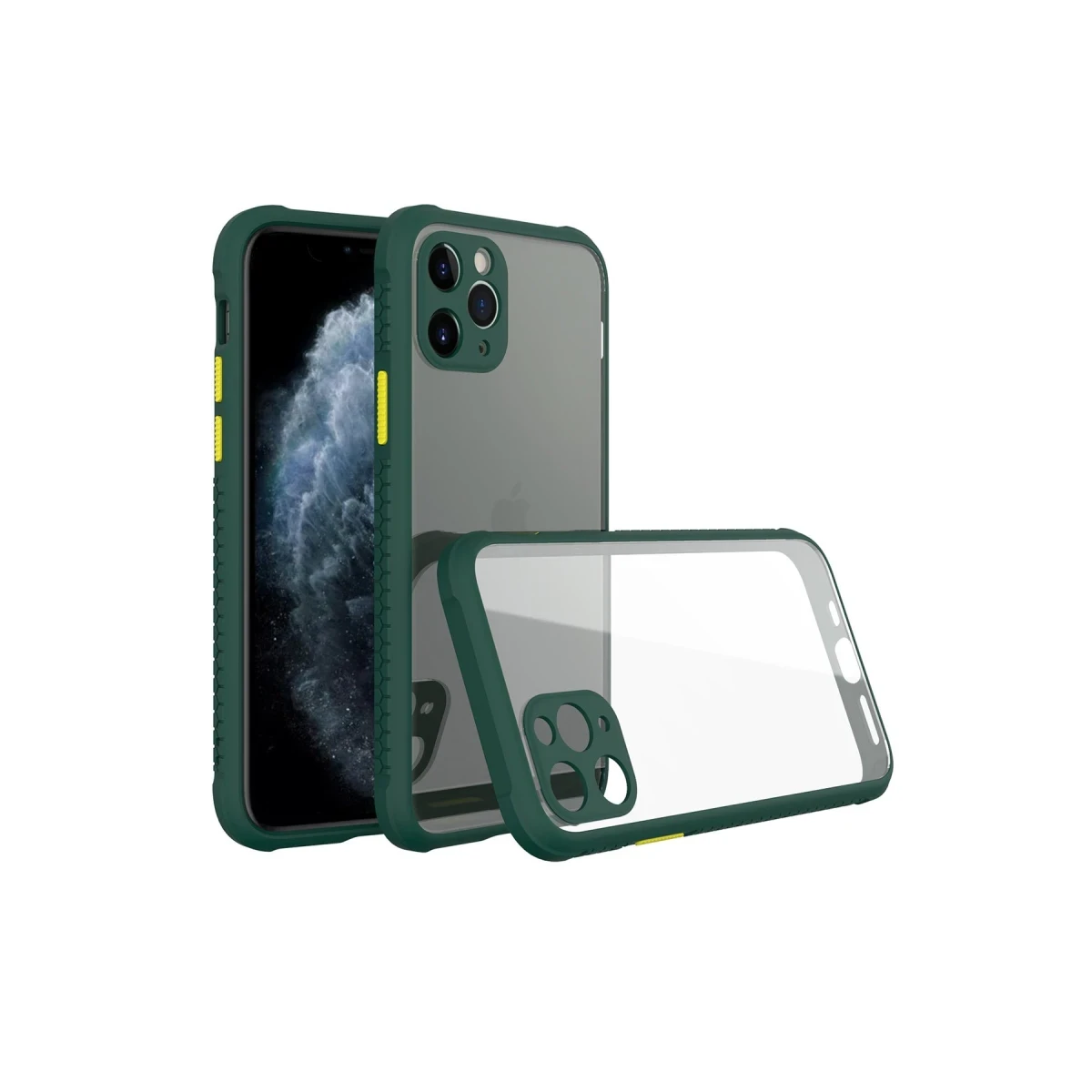 Newface Apple iPhone 11 Pro Kılıf Miami Şeffaf Silikon - Koyu Yeşil