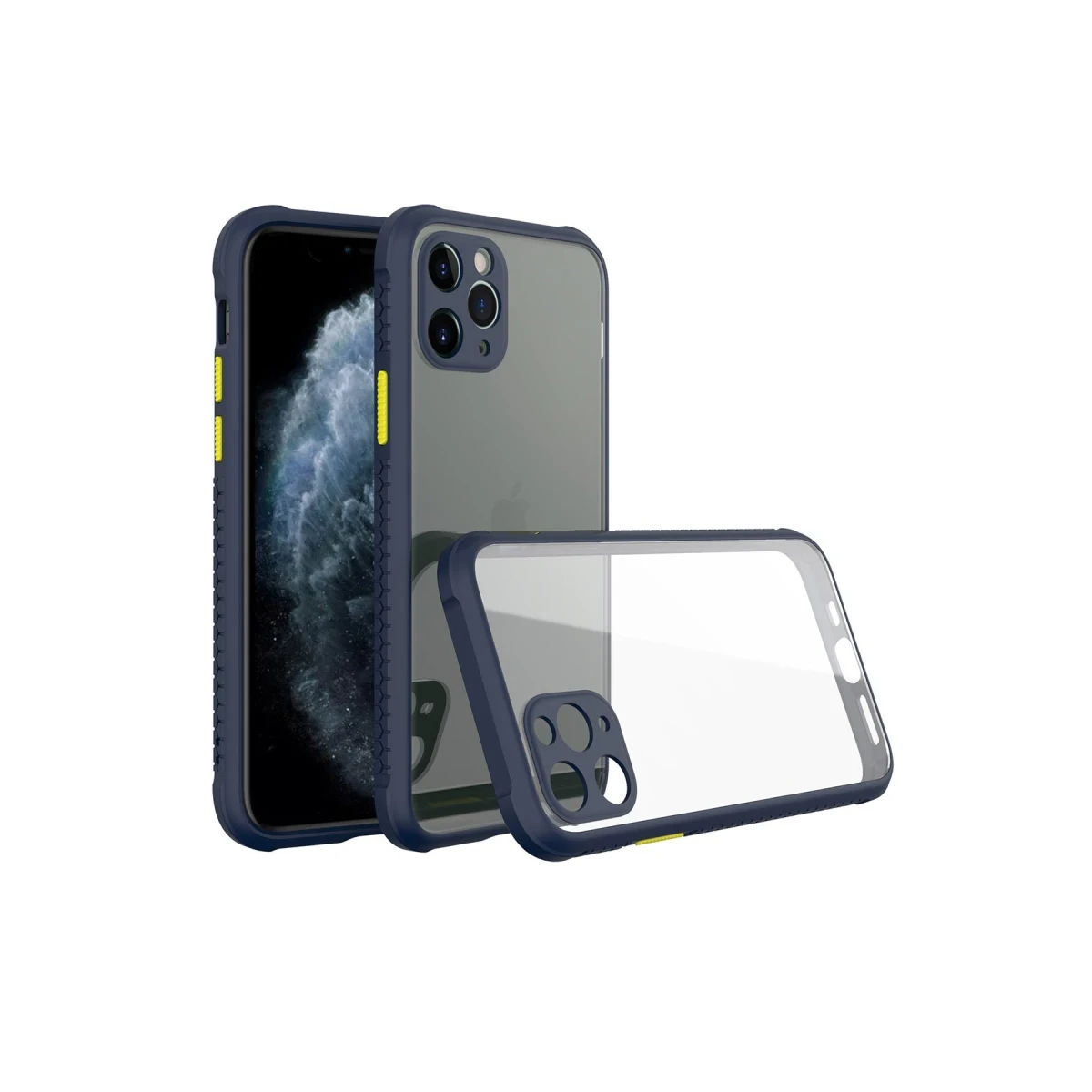 Newface Apple iPhone 11 Pro Kılıf Miami Şeffaf Silikon - Lacivert