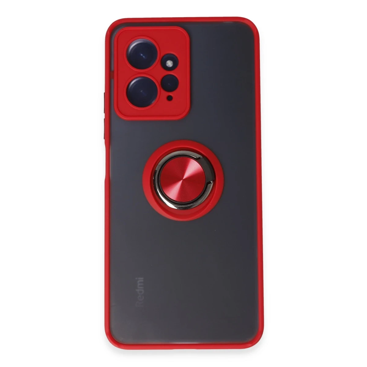 Newface Xiaomi Redmi Note 12 4G Kılıf Montreal Yüzüklü Silikon Kapak - Kırmızı