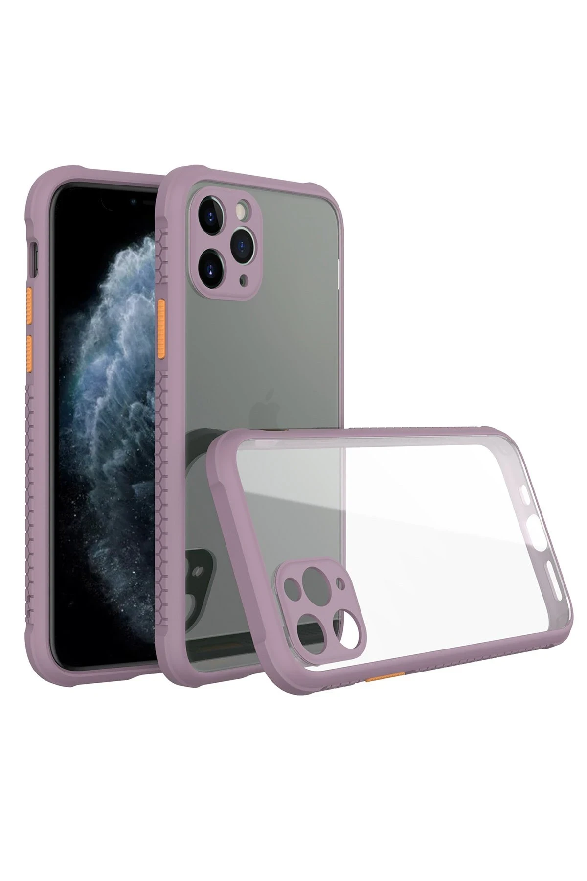 Newface iPhone 11 Pro Kılıf Miami Şeffaf Silikon - Açık Mor