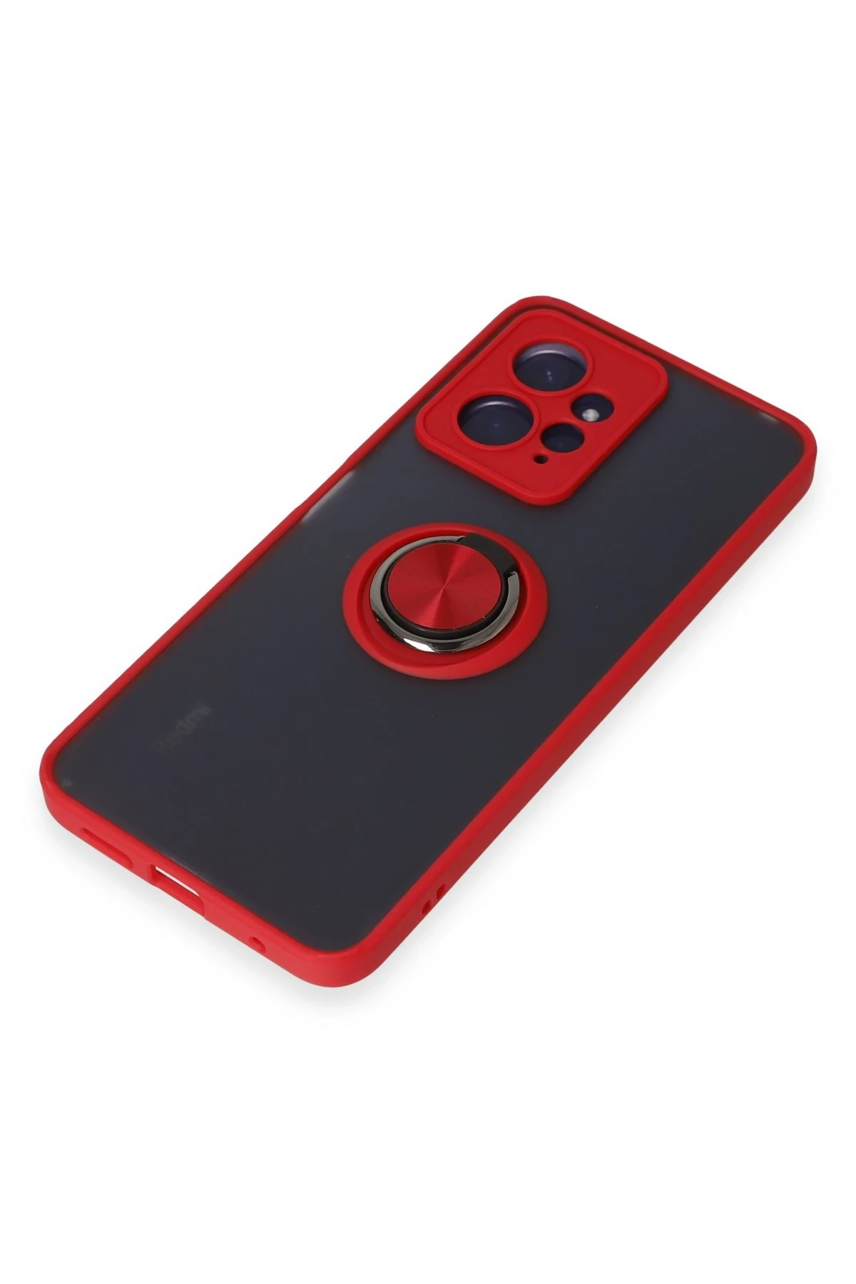 Newface Xiaomi Redmi Note 12 4G Kılıf Montreal Yüzüklü Silikon Kapak - Kırmızı