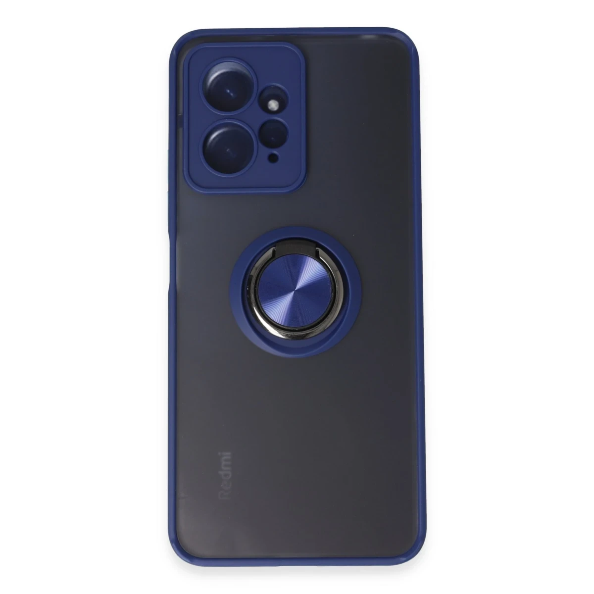 Newface Xiaomi Redmi Note 12 4G Kılıf Montreal Yüzüklü Silikon Kapak - Lacivert