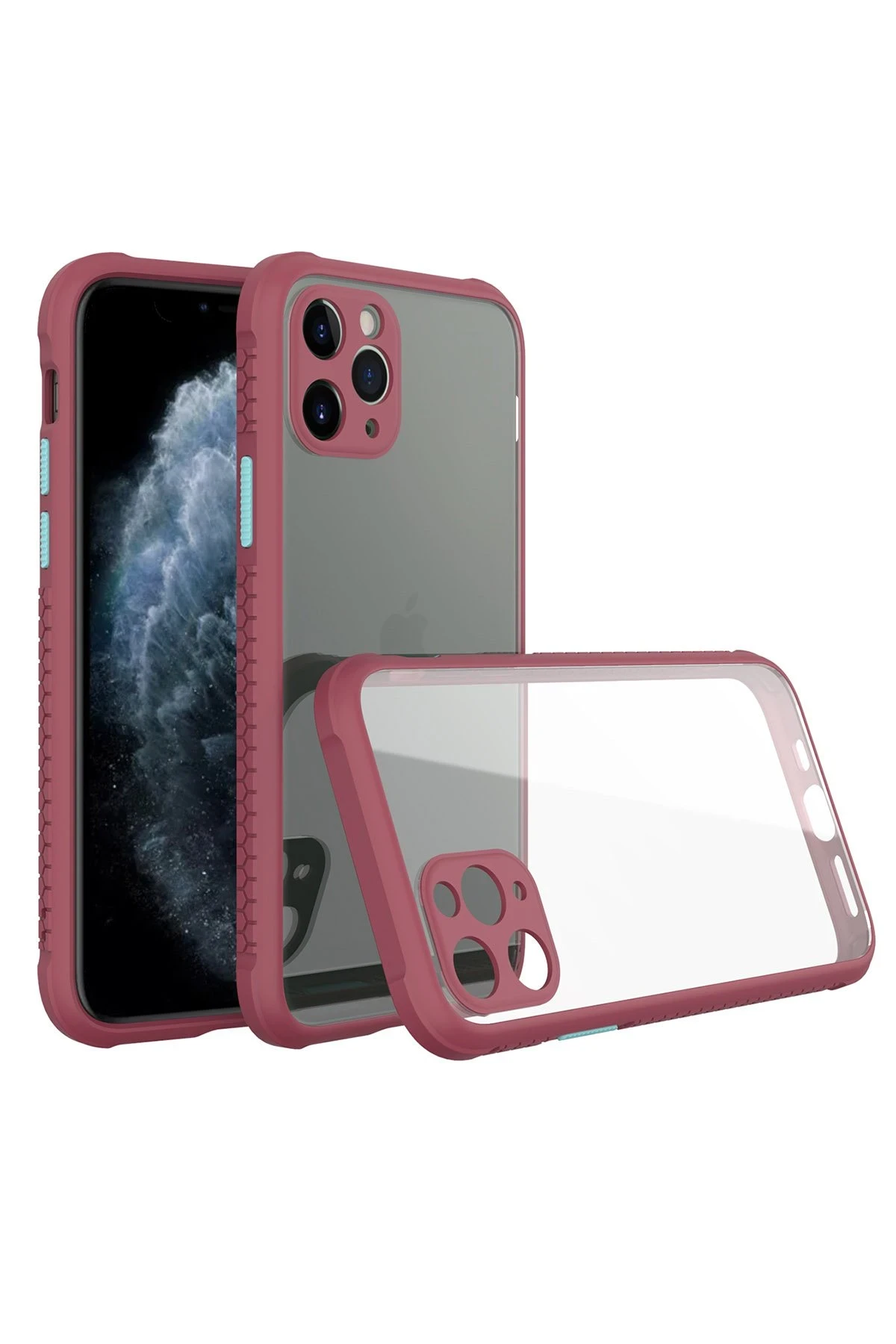 Newface iPhone 11 Pro Max Kılıf Miami Şeffaf Silikon - Fuşya