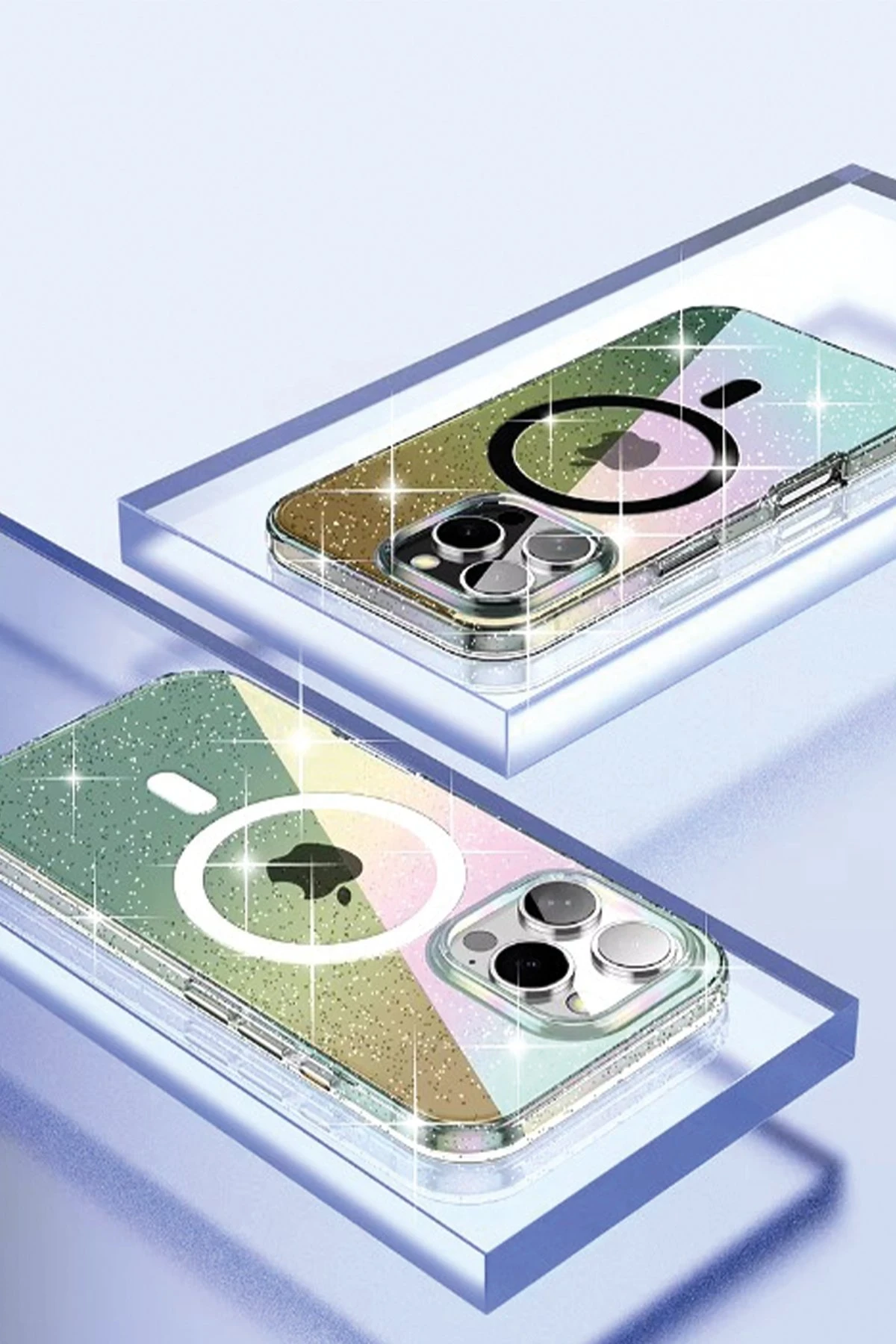 Joko iPhone 15 Pro Rasasi Simli Magsafe Kapak - Şeffaf