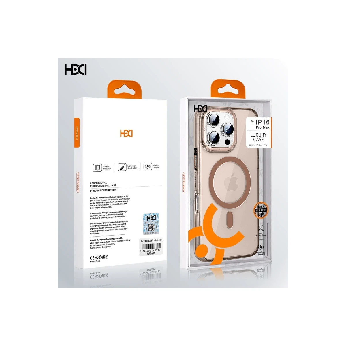 HDD Apple iPhone 16 Pro HBC-274 PC 2.0 Şeffaf Magsafe Kapak - Şeffaf