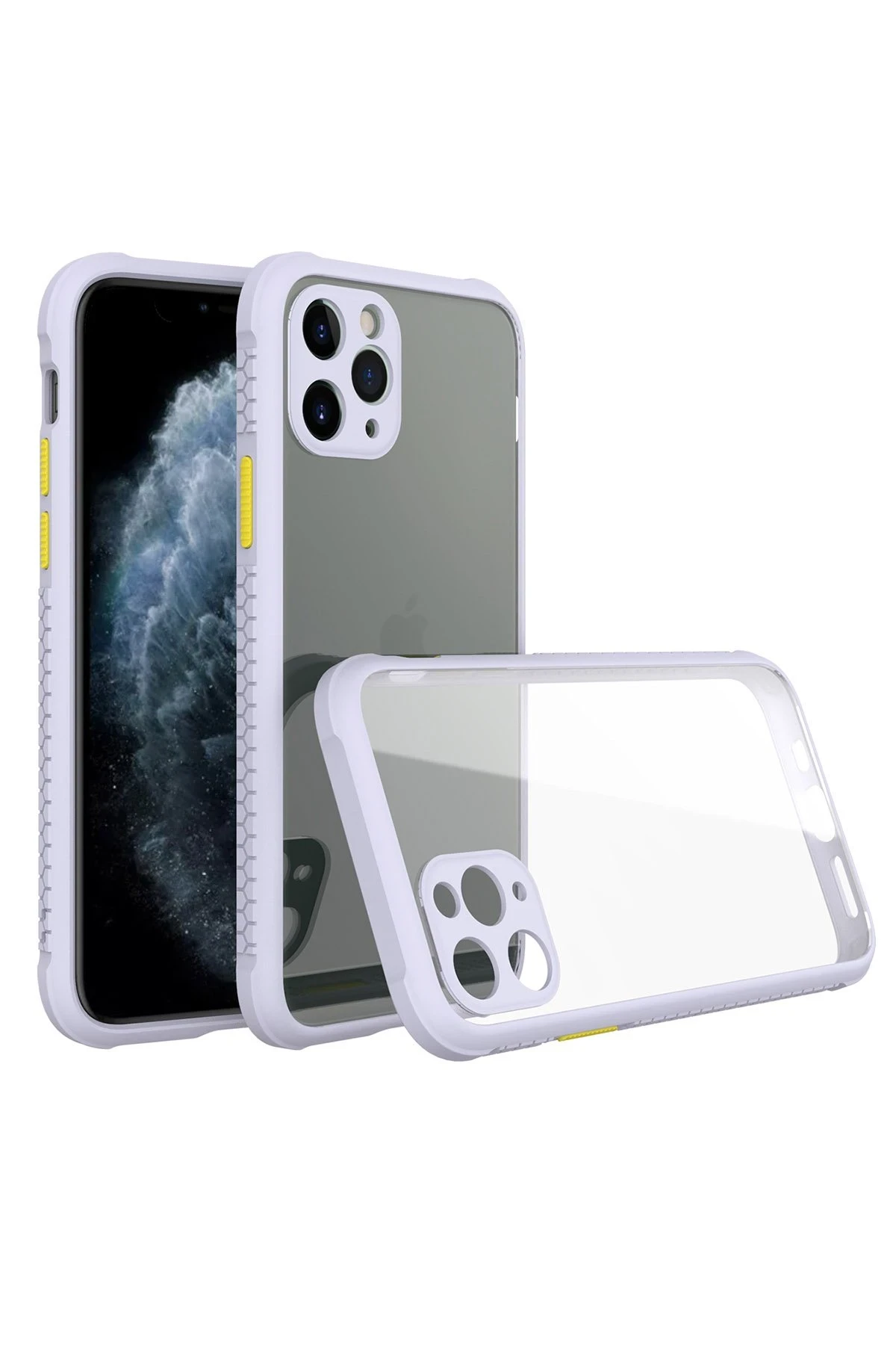 Newface iPhone 11 Pro Max Kılıf Miami Şeffaf Silikon - Lila