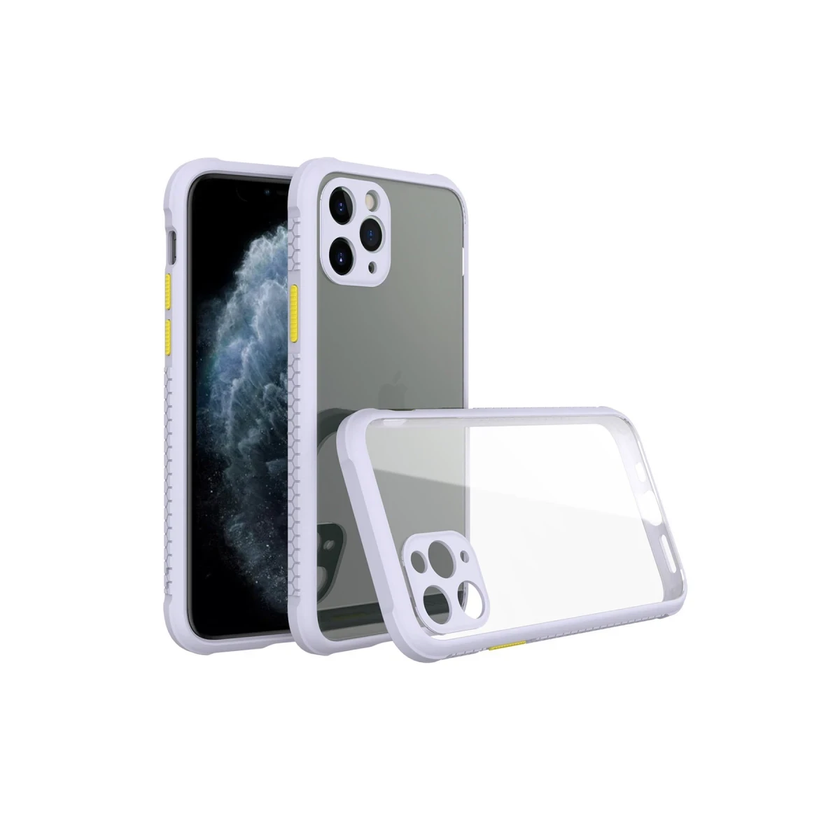Newface Apple iPhone 11 Pro Max Kılıf Miami Şeffaf Silikon - Lila