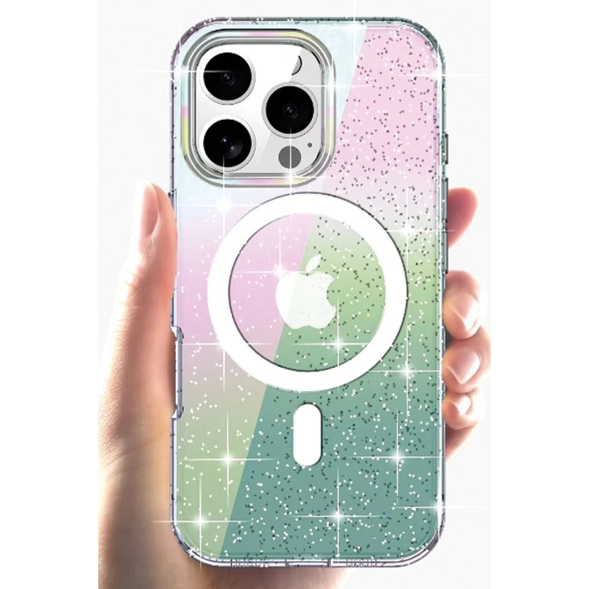 Joko Apple iPhone 15 Pro Max Rasasi Simli Magsafe Kapak - Şeffaf — görsel 7