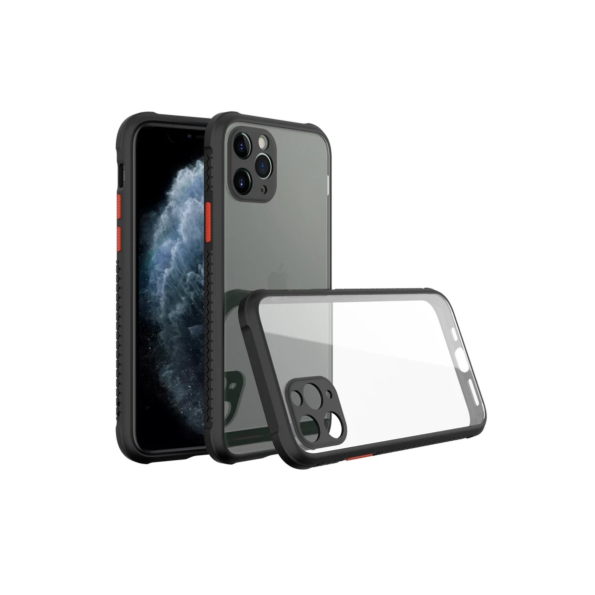 Newface Apple iPhone 11 Pro Max Kılıf Miami Şeffaf Silikon - Siyah