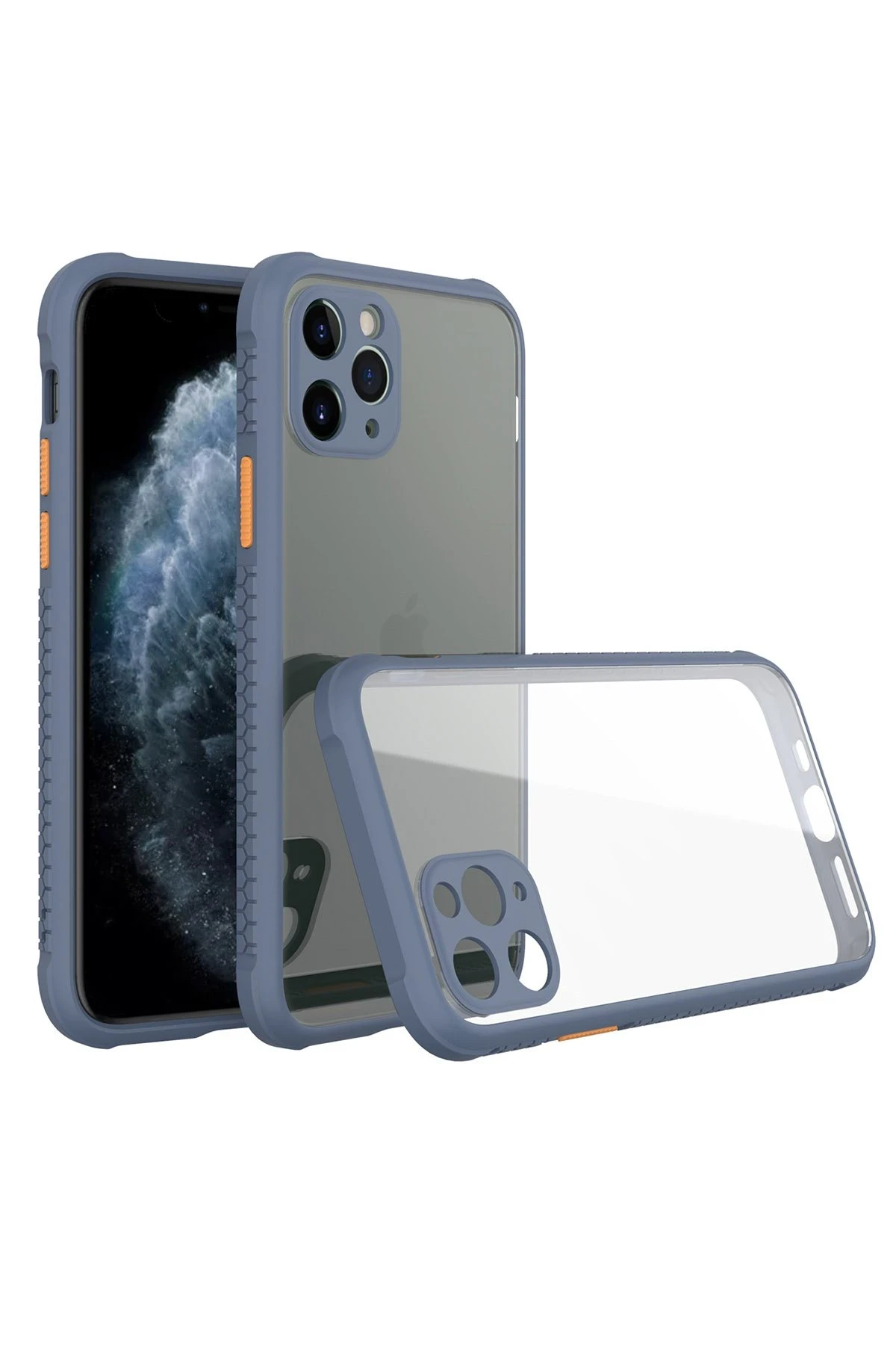 Newface iPhone 11 Pro Max Kılıf Miami Şeffaf Silikon - Gri