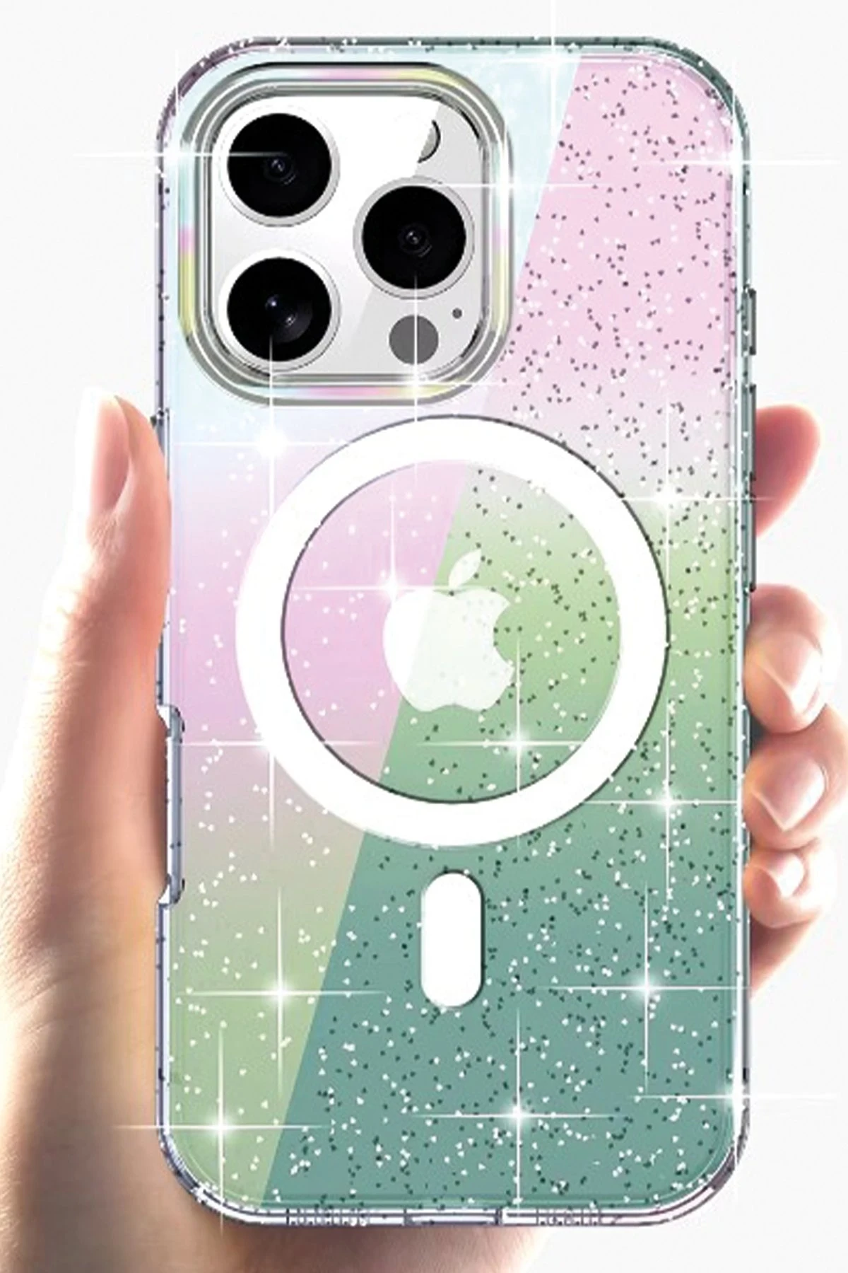 Joko Apple iPhone 16 Pro Max Rasasi Simli Magsafe Kapak - Şeffaf — görsel 2