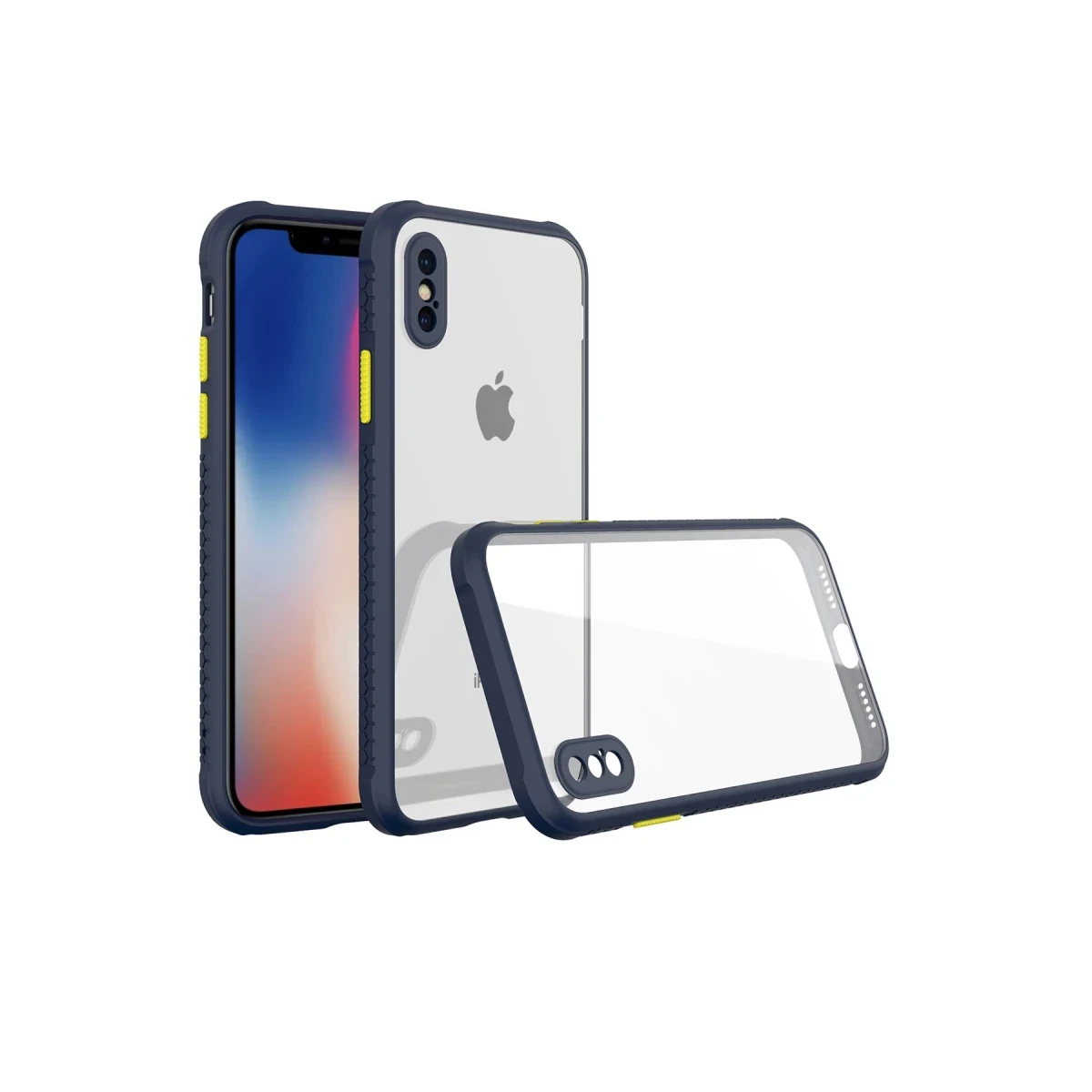 Newface Apple iPhone XS Max Kılıf Miami Şeffaf Silikon - Lacivert