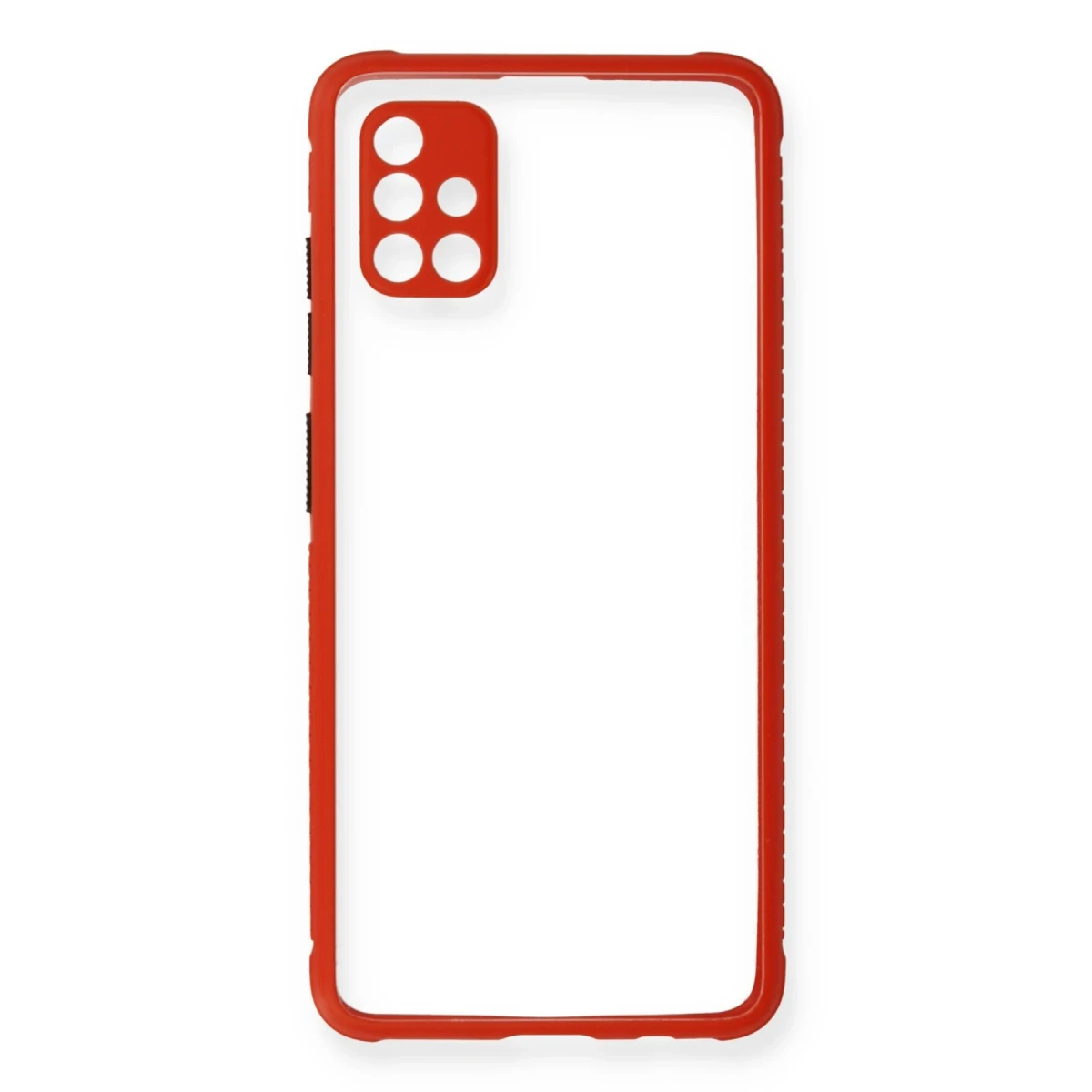 Samsung Galaxy A71 Kılıf Miami Şeffaf Silikon - Kırmızı