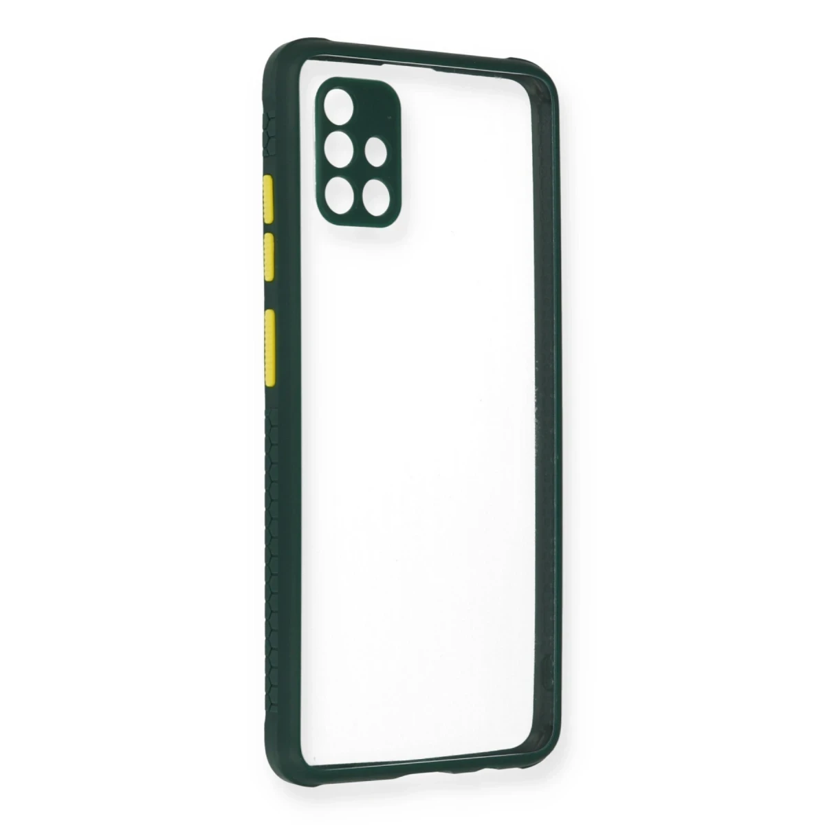 Newface Samsung Galaxy A71 Kılıf Miami Şeffaf Silikon - Koyu Yeşil