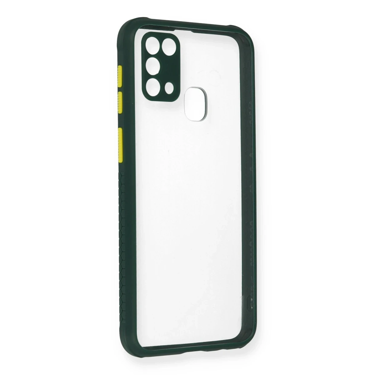 Newface Samsung Galaxy M31 Kılıf Miami Şeffaf Silikon - Koyu Yeşil