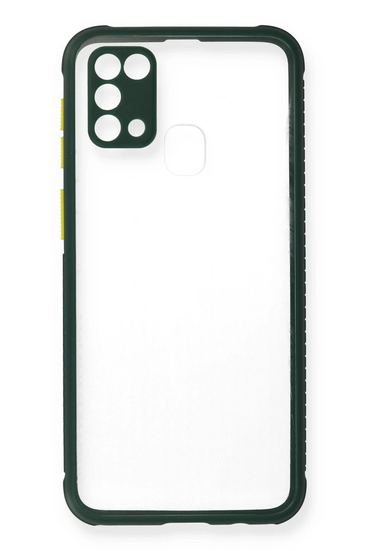 Newface Samsung Galaxy M31 Kılıf Miami Şeffaf Silikon - Koyu Yeşil