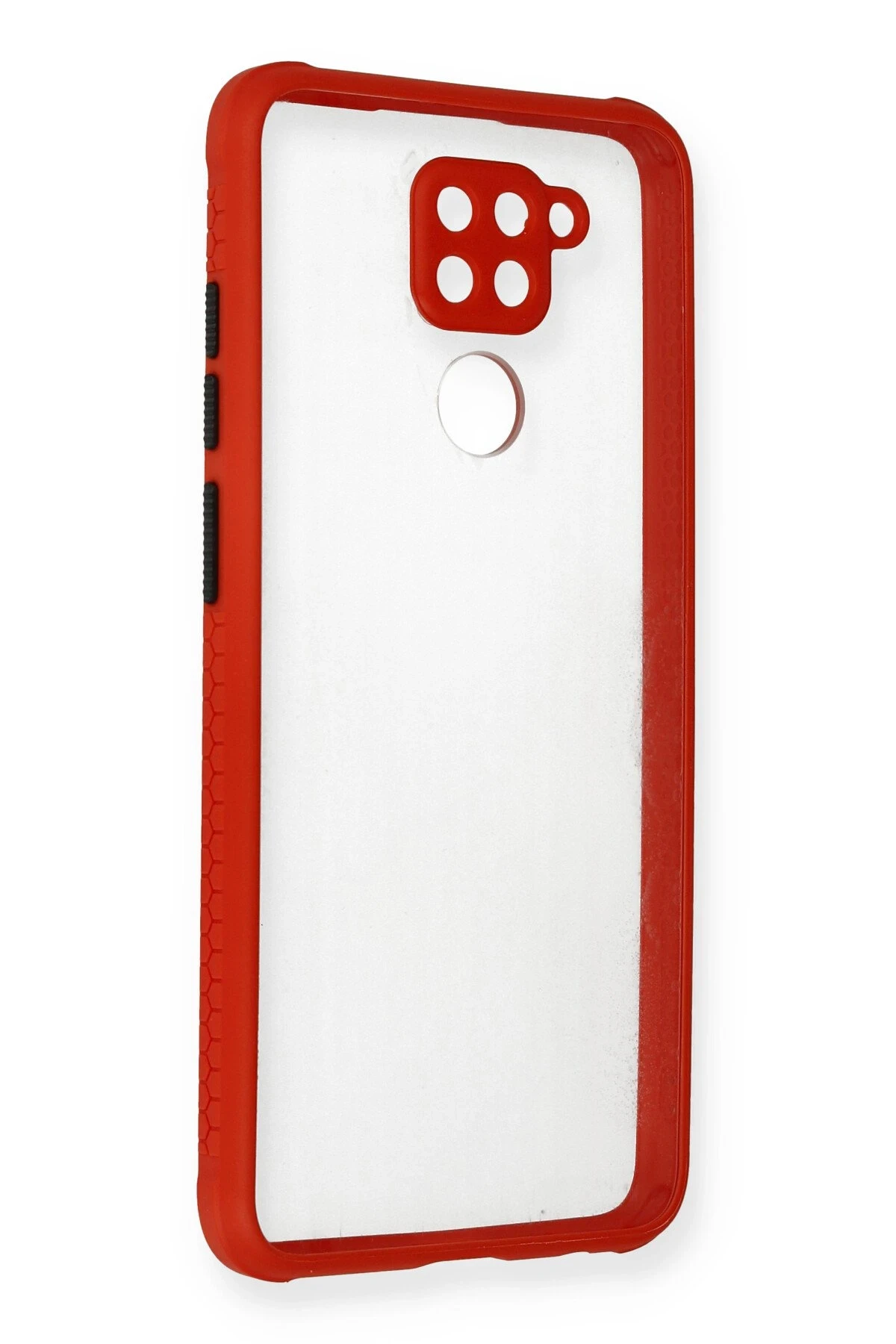 Newface Xiaomi Redmi Note 9 Kılıf Miami Şeffaf Silikon - Kırmızı