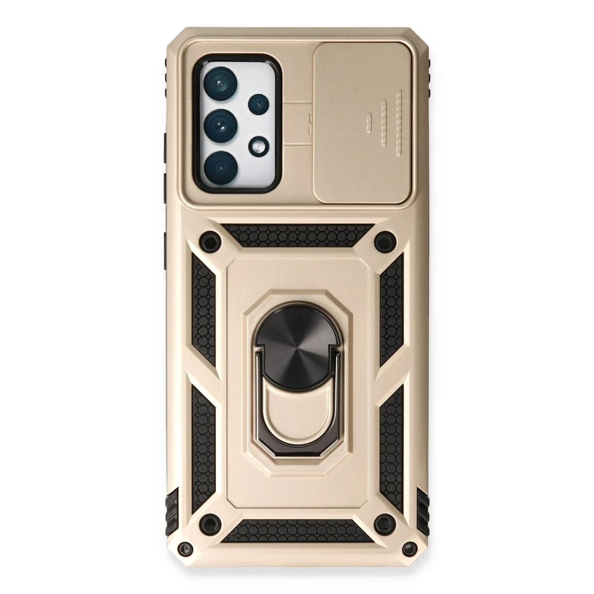 Newface Samsung Galaxy A73 5G Kılıf Pars Lens Yüzüklü Silikon - Gold