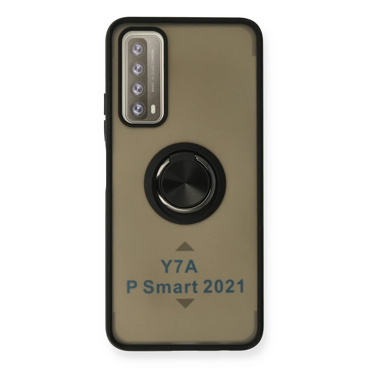 Newface Huawei P Smart 2021 Kılıf Montreal Yüzüklü Silikon Kapak - Siyah