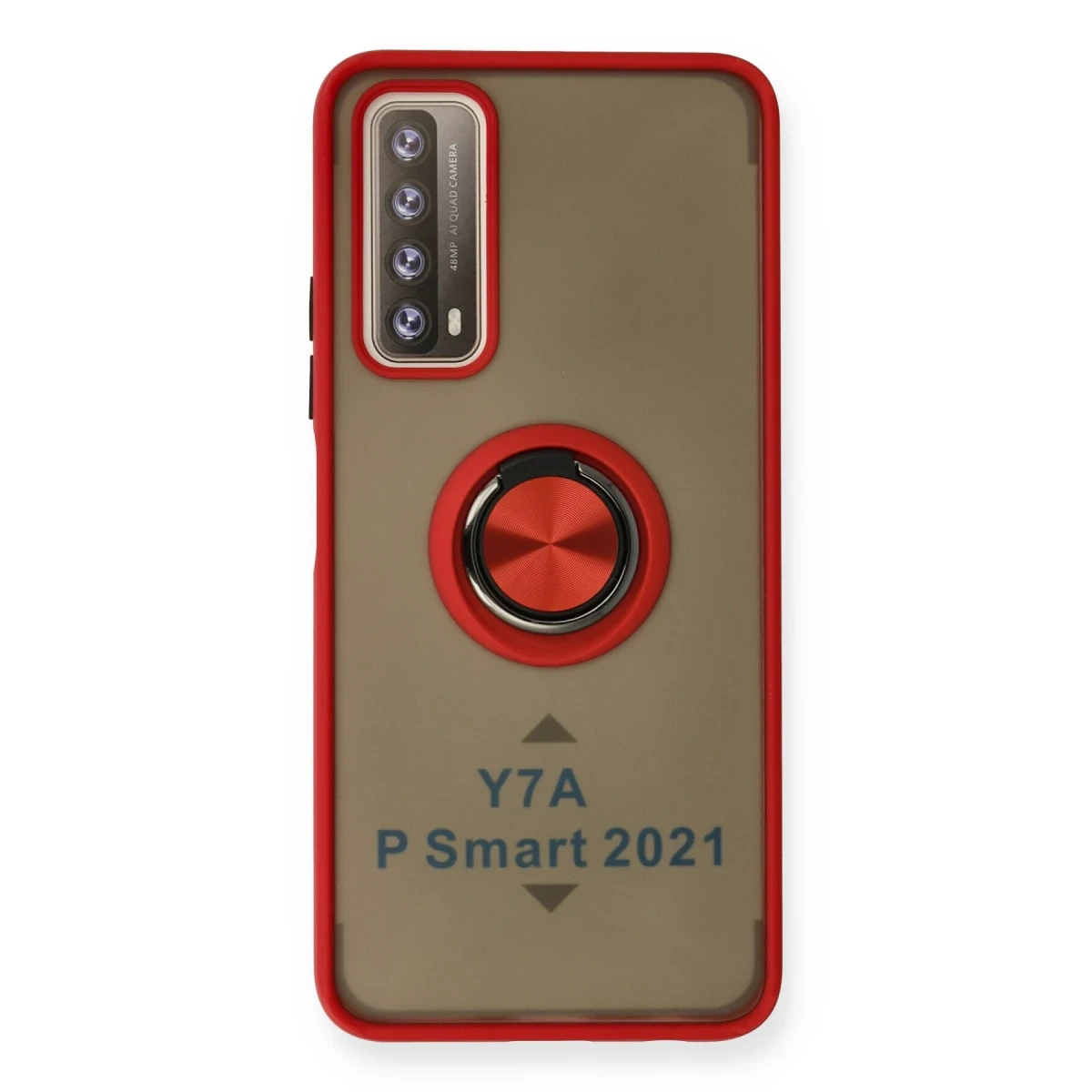 Newface Huawei P Smart 2021 Kılıf Montreal Yüzüklü Silikon Kapak - Kırmızı