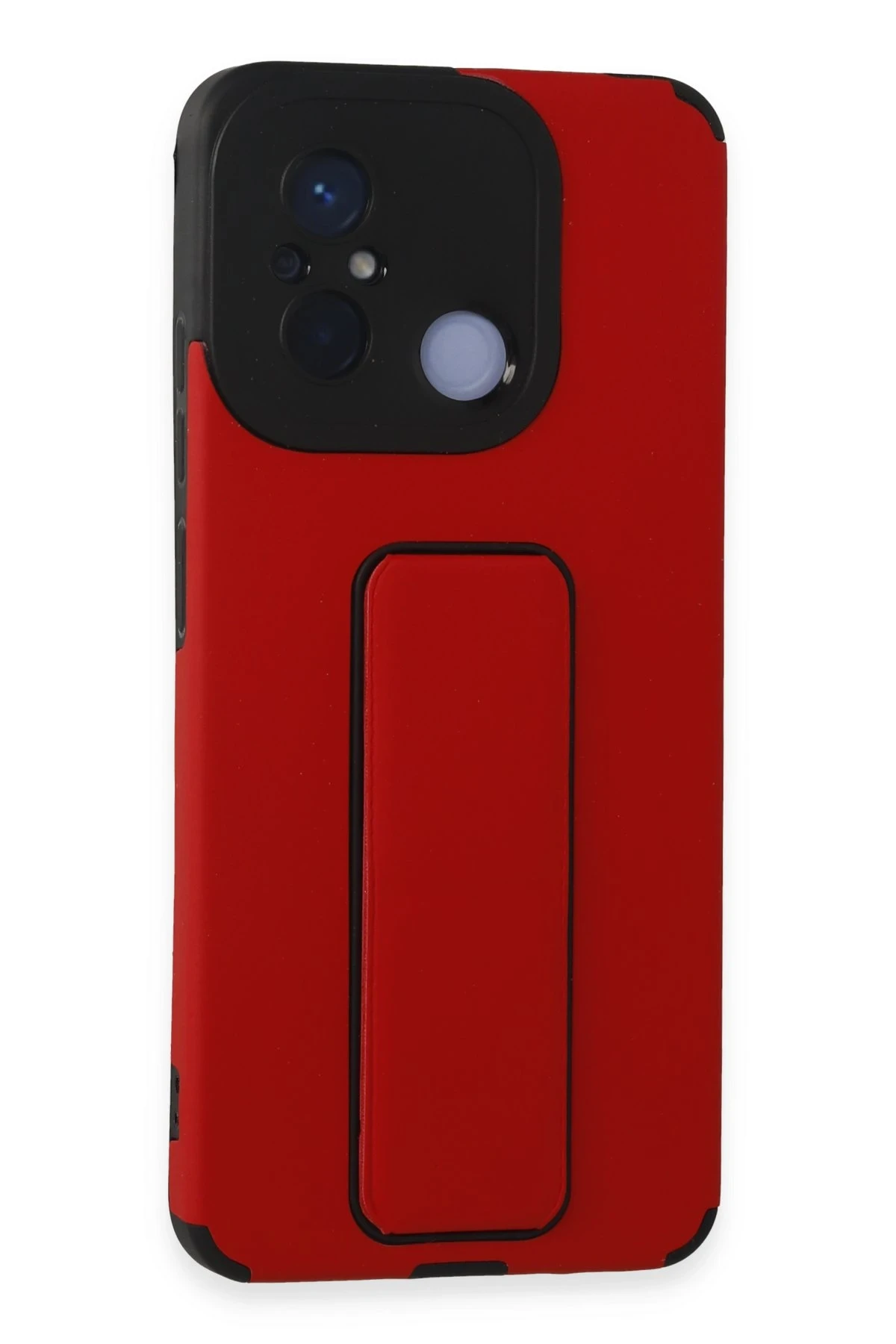 Newface Xiaomi Redmi 12C Kılıf Mega Standlı Silikon - Kırmızı
