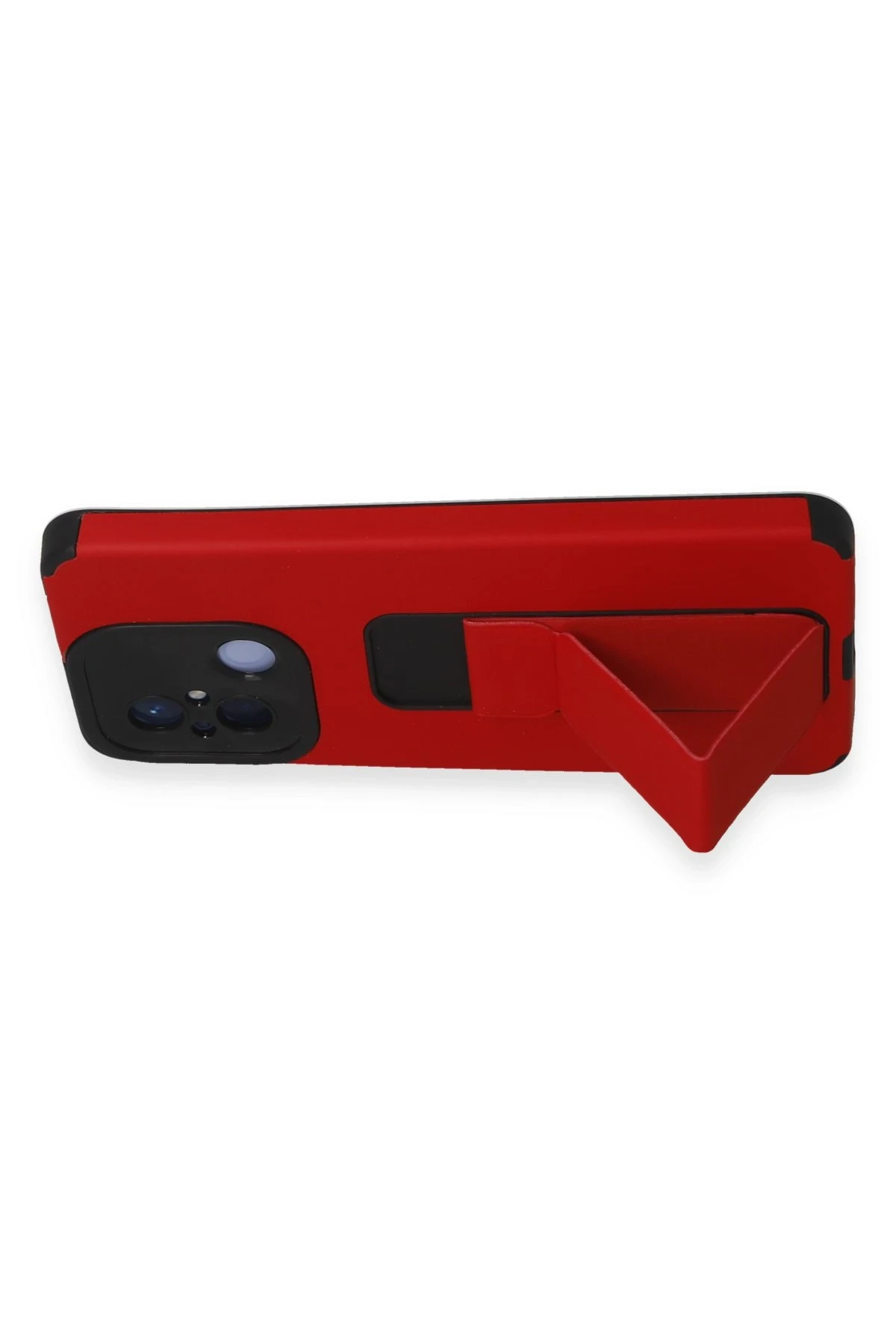 Newface Xiaomi Redmi 12C Kılıf Mega Standlı Silikon - Kırmızı