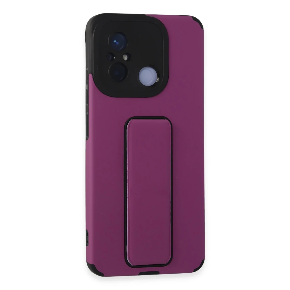 Newface Xiaomi Redmi 12C Kılıf Mega Standlı Silikon - Mor