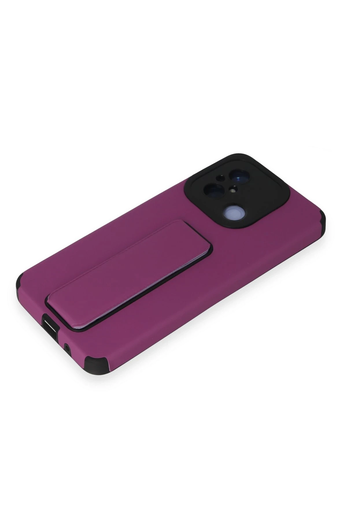 Newface Xiaomi Redmi 12C Kılıf Mega Standlı Silikon - Mor