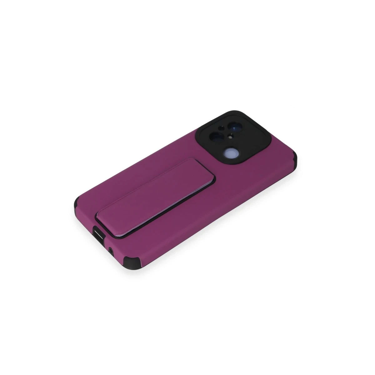 Newface Xiaomi Redmi 12C Kılıf Mega Standlı Silikon - Mor