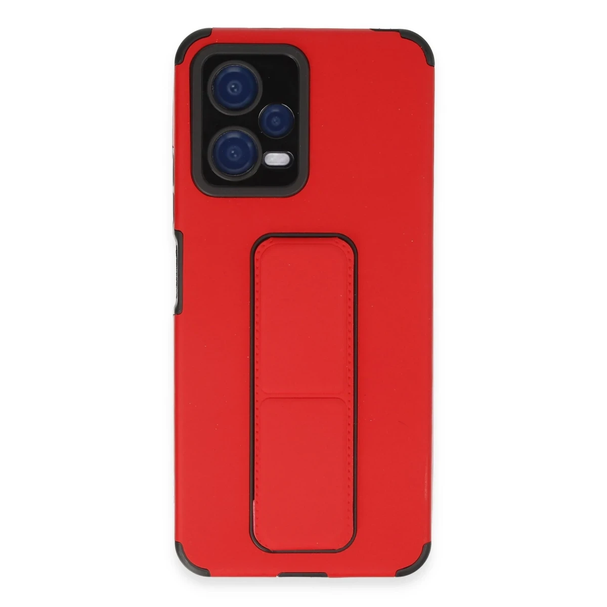 Newface Xiaomi Poco X5 5G Kılıf Mega Standlı Silikon - Kırmızı